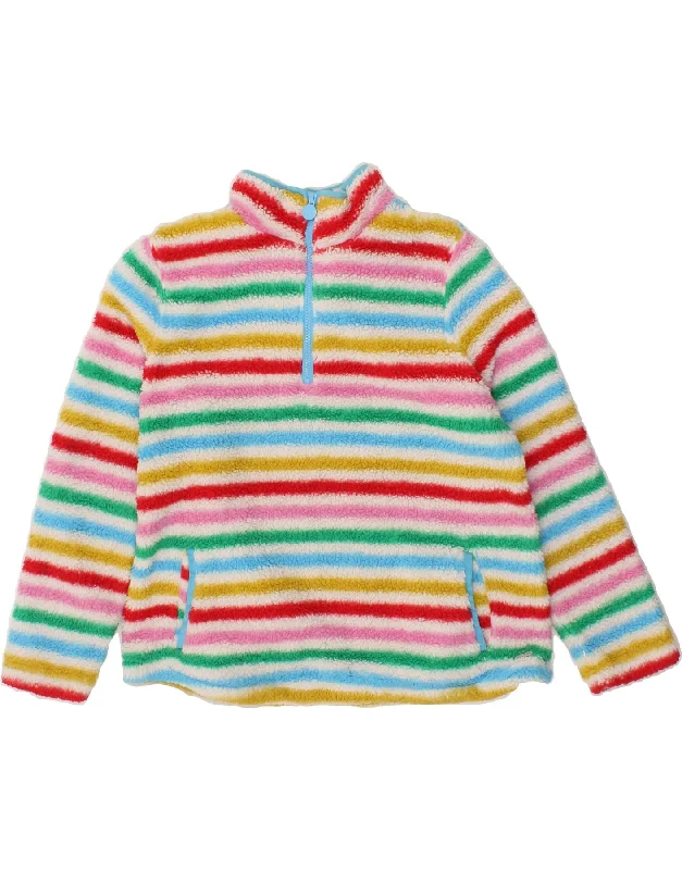 JOULES Womens Oversized Fleece Jumper UK 14 Medium Multicoloured Striped