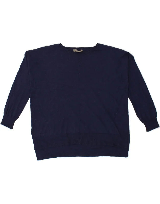 OASIS Womens Boat Neck Jumper Sweater UK 14 Medium Navy Blue Polyester