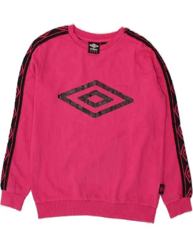 UMBRO Womens Graphic Sweatshirt Jumper UK 6 XS Pink Cotton