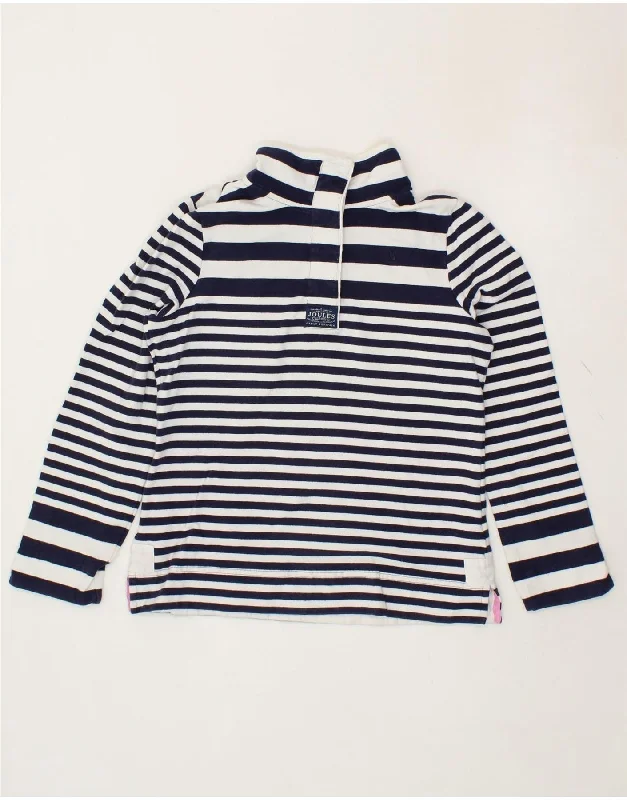 JOULES Womens Button Neck Sweatshirt Jumper UK 10 Small Navy Blue Striped