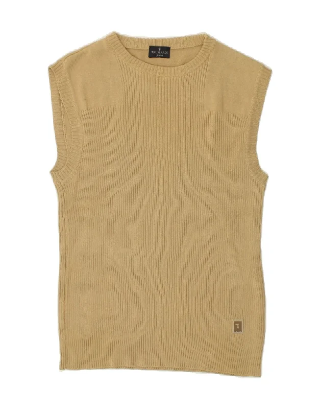 TRUSSARDI JEANS Womens Longline Vest Tank Top UK 8 Small Beige