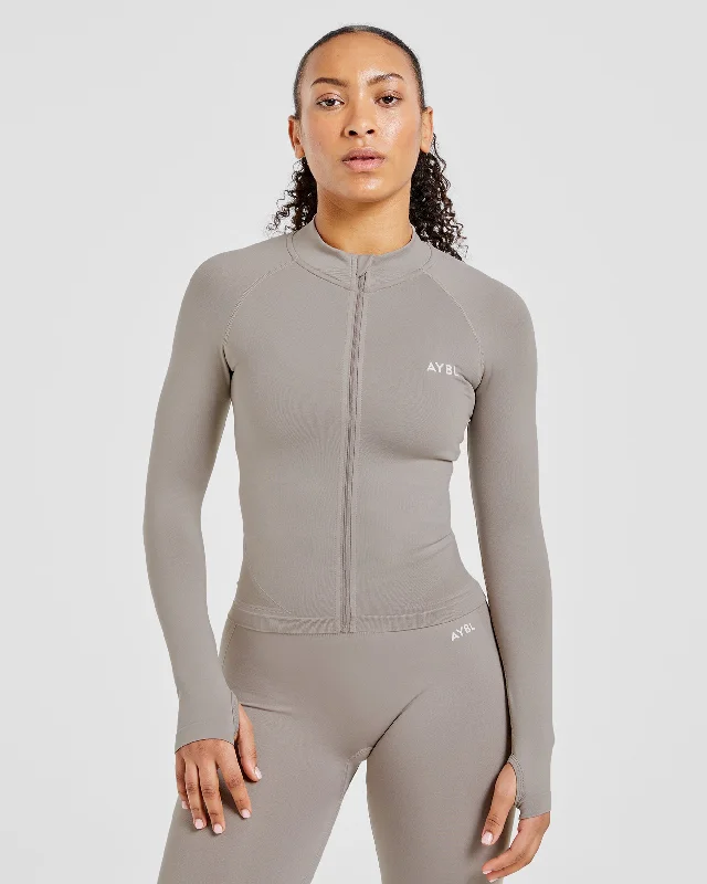 Empower Seamless Full Zip Jacket - Taupe