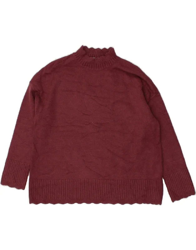 OASIS Womens Oversized Turtle Neck Jumper Sweater UK 10 Small Maroon