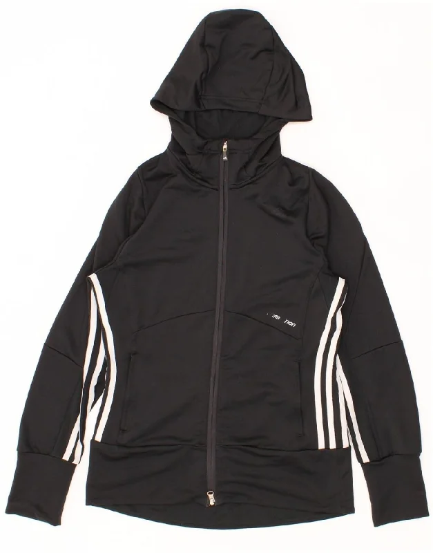 ADIDAS Womens Clima 365 Zip Hoodie Sweater UK 14 Medium Black Polyester