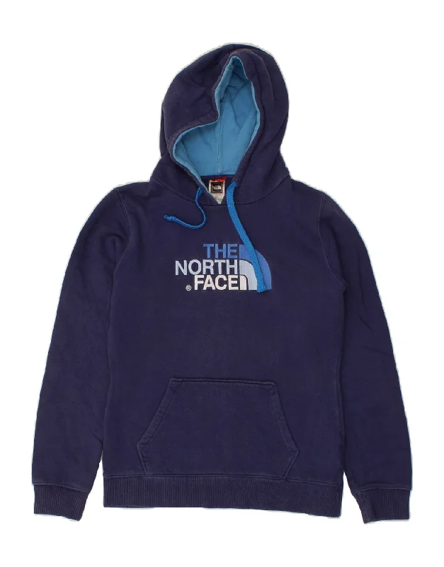 THE NORTH FACE Womens Graphic Hoodie Jumper UK 10 Small Navy Blue Cotton