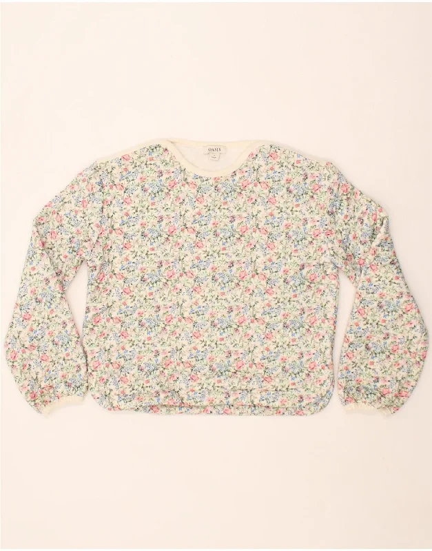 OASIS Womens Sweatshirt Jumper UK 10 Small Multicoloured Floral Polyester