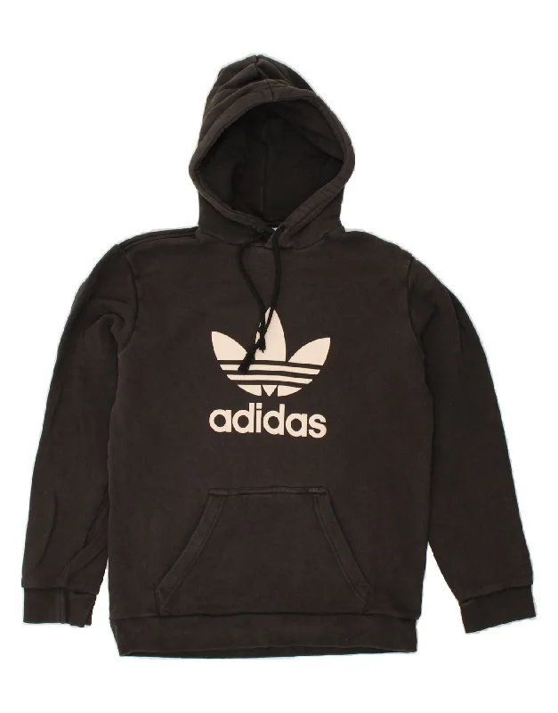 ADIDAS Womens Loose Fit Graphic Hoodie Jumper UK 10 Small Black Polyester