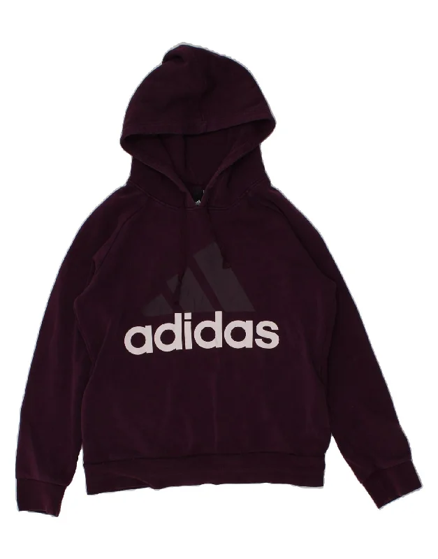 ADIDAS Womens Graphic Hoodie Jumper UK 16/18 Large Purple Cotton