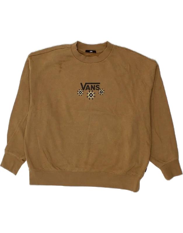 VANS Womens Graphic Sweatshirt Jumper UK 18 XL Beige Cotton