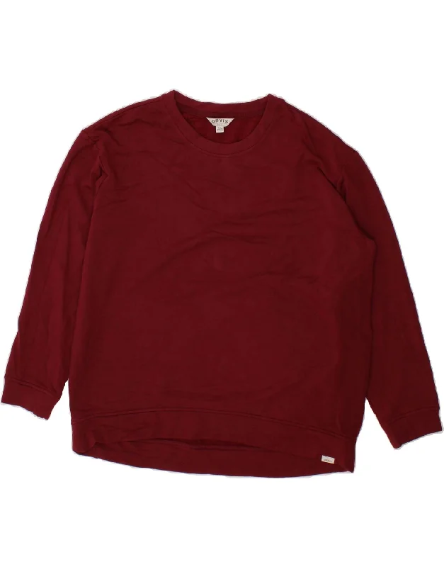 ORVIS Womens Oversized Sweatshirt Jumper UK 16 Large Burgundy Cotton