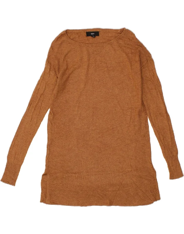 MOSSIMO Womens Longline Oversized Boat Neck Jumper Sweater UK 6 XS Brown