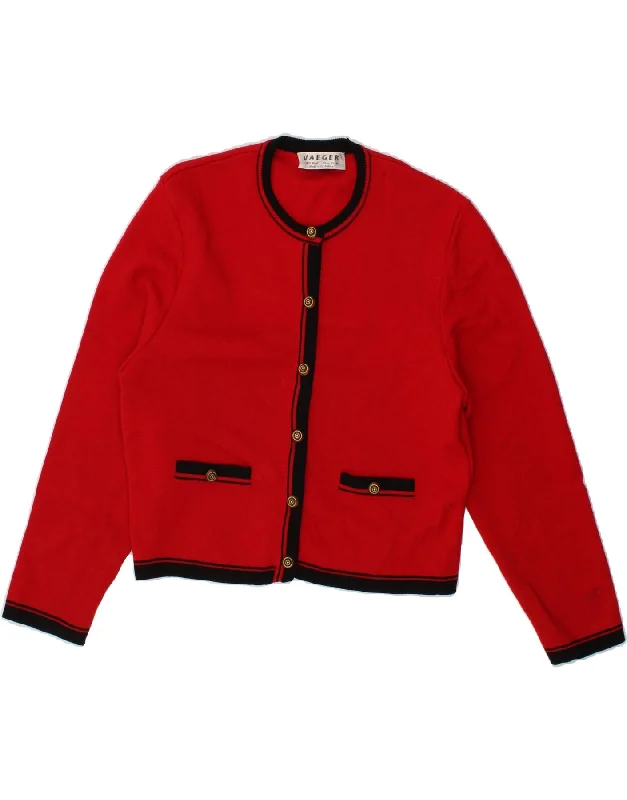 JAEGER Womens Crop Cardigan Sweater UK 14 Medium Red Wool