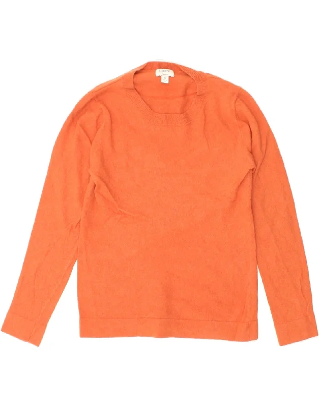 J. CREW Womens Crew Neck Jumper Sweater UK 10 Small Orange Cotton