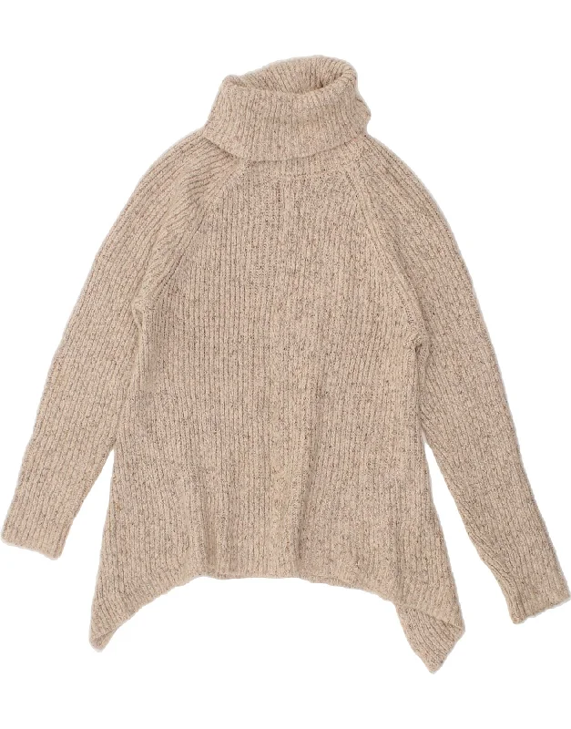 FAT FACE Womens Roll Neck Jumper Sweater UK 10 Small Beige Cotton