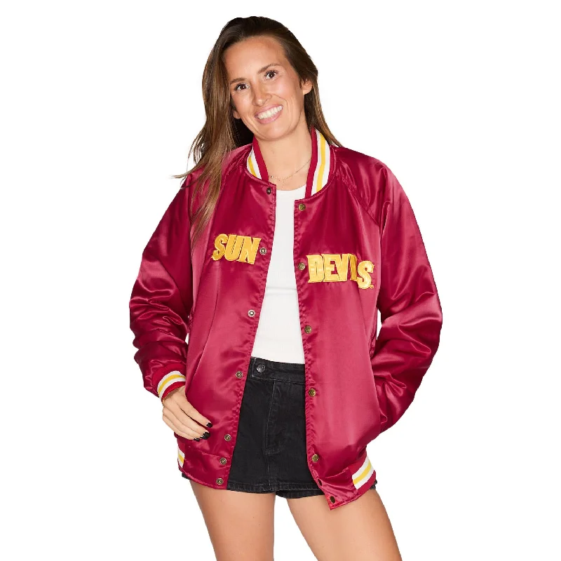 Arizona State ASU Satin Letterman Bomber Jacket