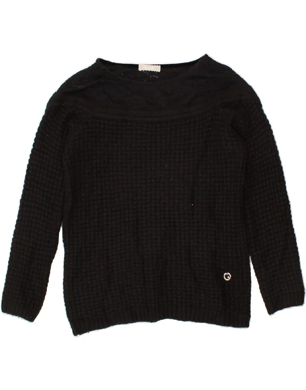 NERO GIARDINI Womens Boat Neck Jumper Sweater UK 12 Medium Black