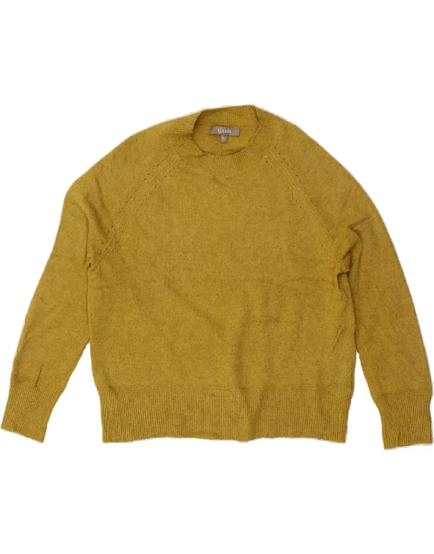 OASIS Womens Crew Neck Jumper Sweater UK 10 Small Yellow Polyester