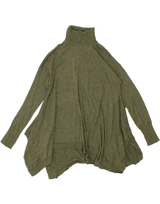 MOSSIMO Womens Asymmetric Roll Neck Jumper Sweater UK 16 Large Green