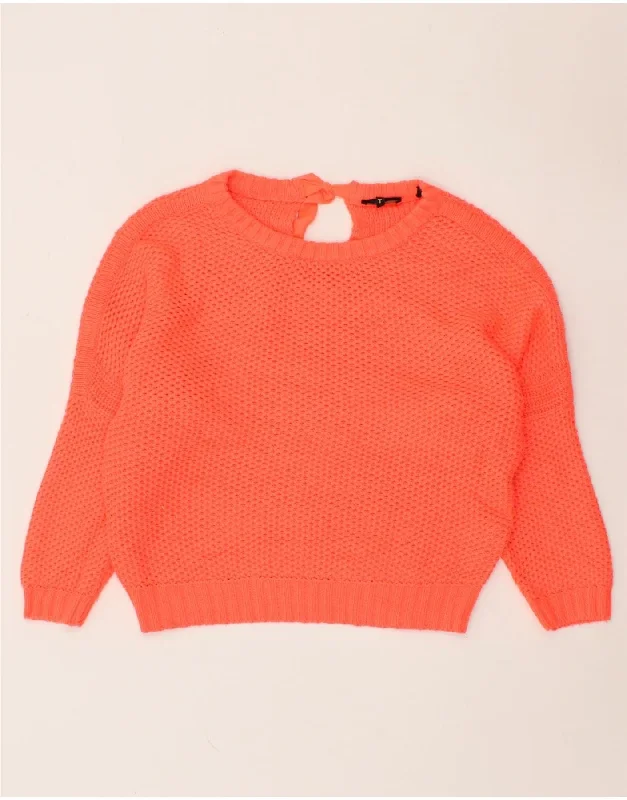 TED BAKER Womens Oversized Boat Neck Jumper Sweater Size 2 Small Orange