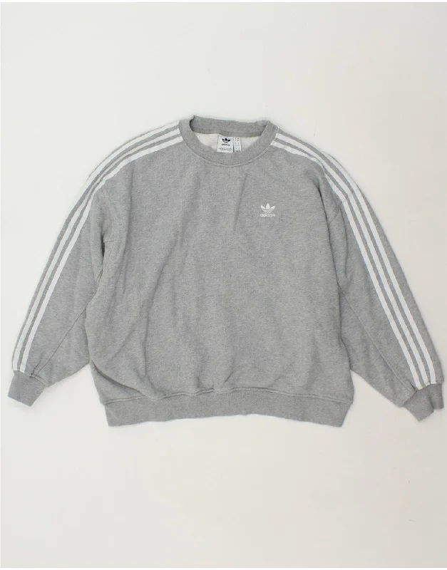 ADIDAS Womens Oversized Sweatshirt Jumper UK 8 Small Grey Cotton