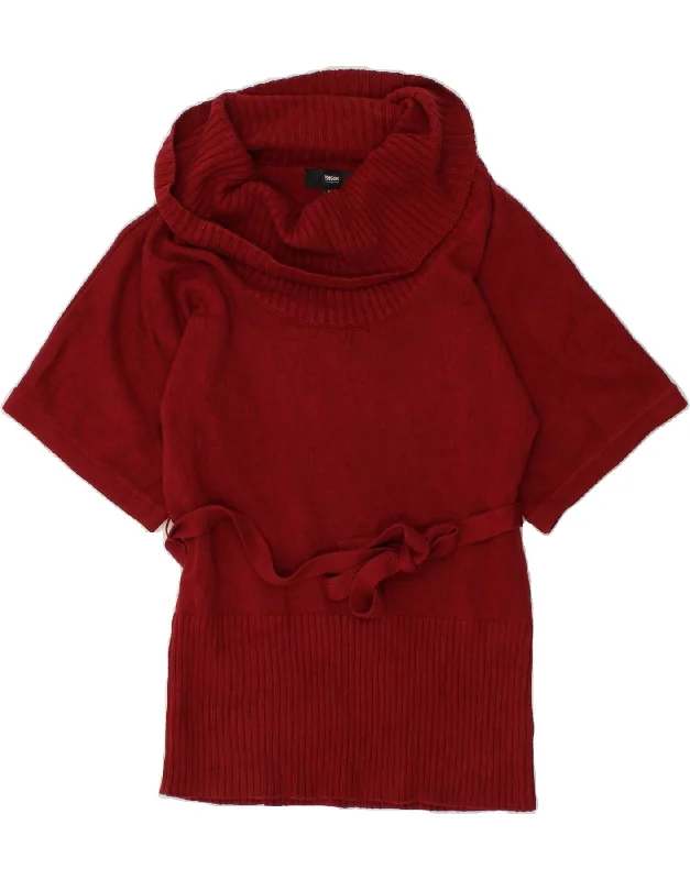 MOSSIMO Womens Short Sleeve Roll Neck Jumper Sweater UK 14 Medium Red