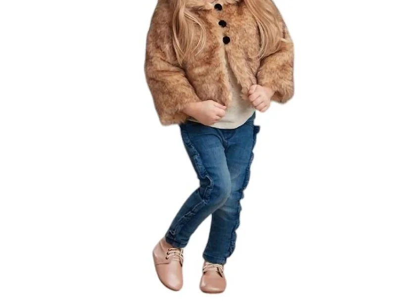 Girl’S Faux Fur Jacket In Brown