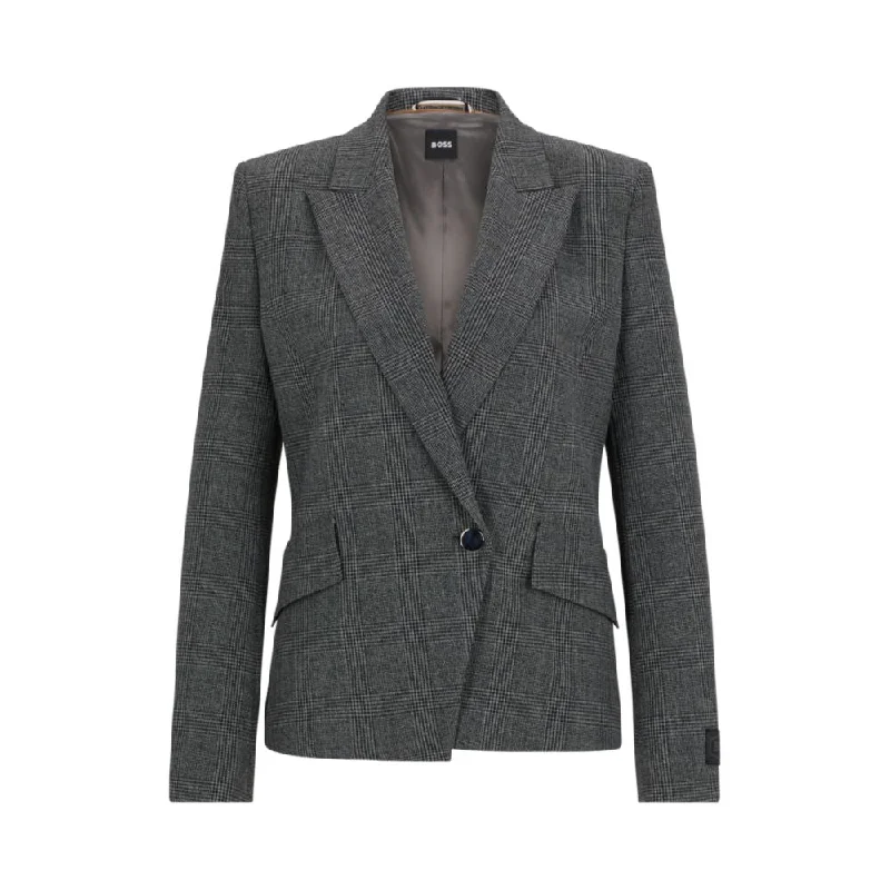 Regular-fit jacket in checked fabric with peak lapels