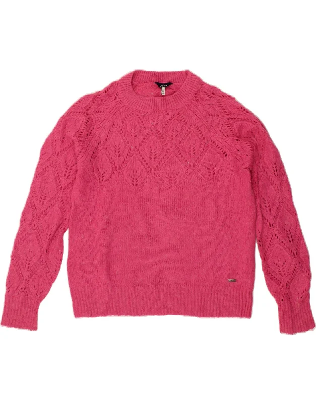 JOULES Womens Crew Neck Jumper Sweater UK 10 Small Pink Acrylic