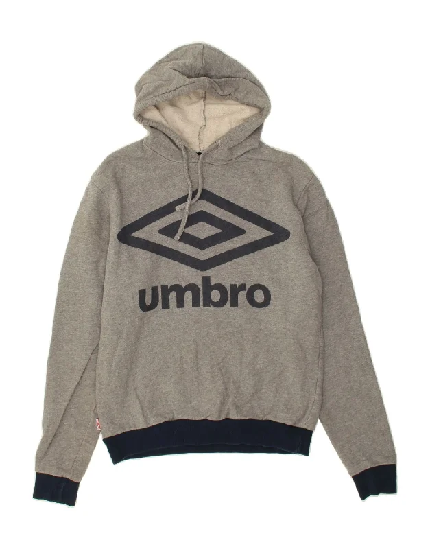 UMBRO Womens Graphic Hoodie Jumper UK 14 Medium Grey Cotton