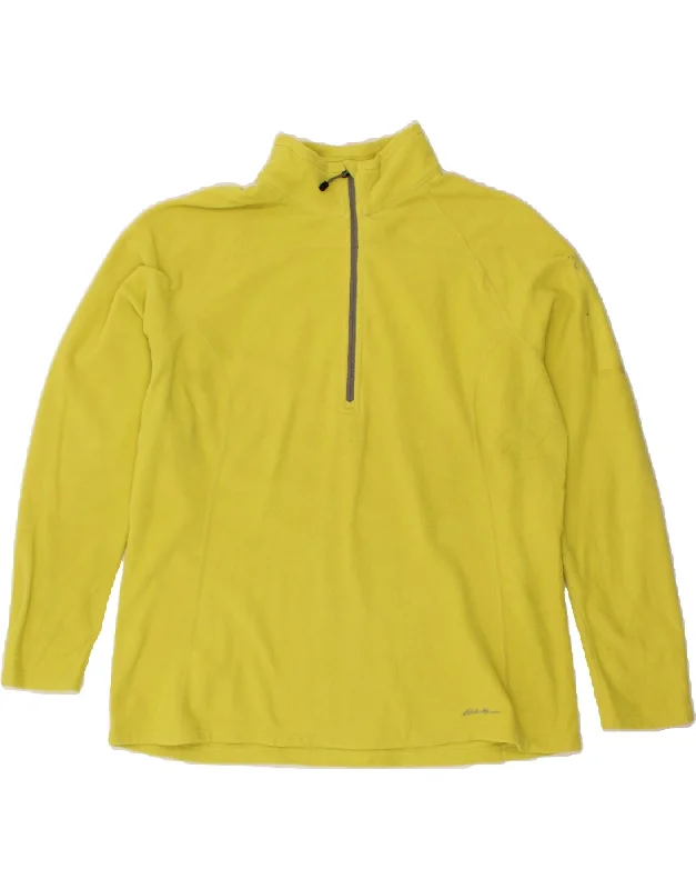 EDDIE BAUER Womens Zip Neck Fleece Jumper UK 20 2XL Yellow Polyester