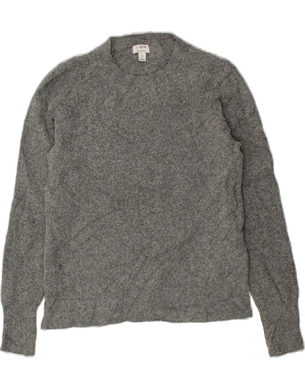 J. CREW Womens Crew Neck Jumper Sweater UK 10 Small Grey Polyamide