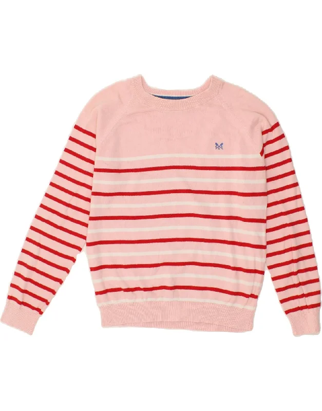 CREW CLOTHING Womens Crew Neck Jumper Sweater UK 14 Medium Pink Striped