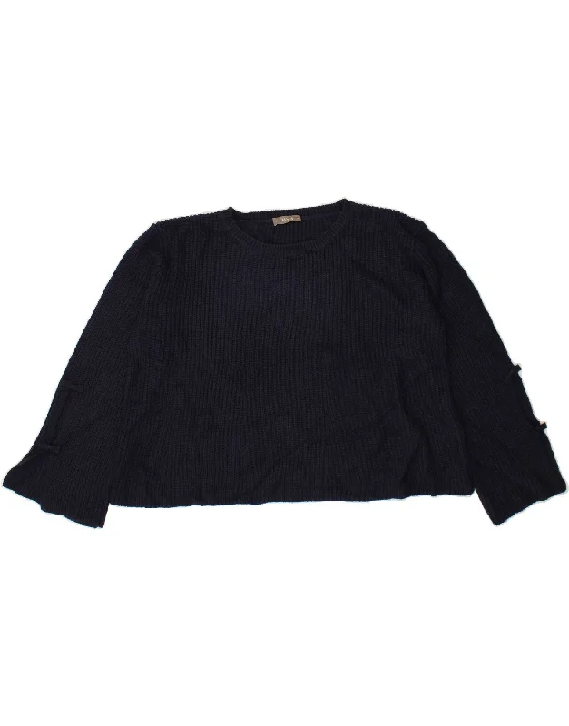 OASIS Womens Crop Boat Neck Jumper Sweater UK 18 XL Navy Blue Polyester