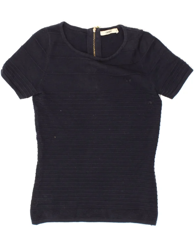 OASIS Womens Short Sleeve Boat Neck Jumper Sweater UK 6 XS Navy Blue