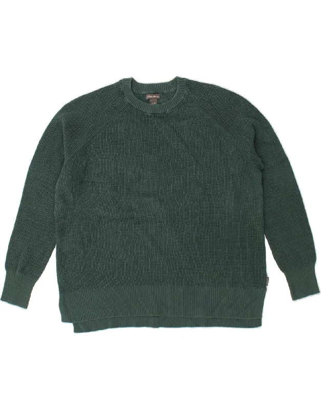 EDDIE BAUER Womens Crew Neck Jumper Sweater UK 18 XL Green Cotton