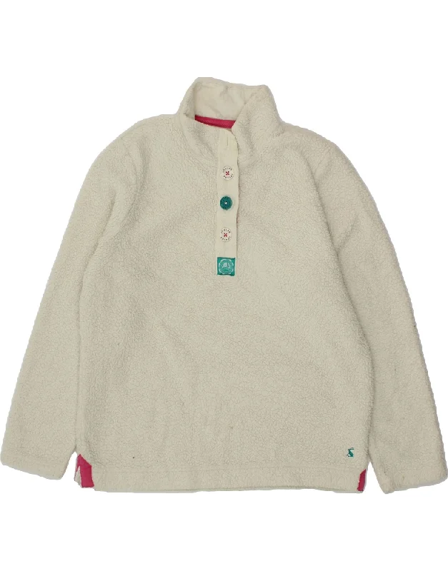 JOULES Womens Button Neck Fleece Jumper UK 14 Large White