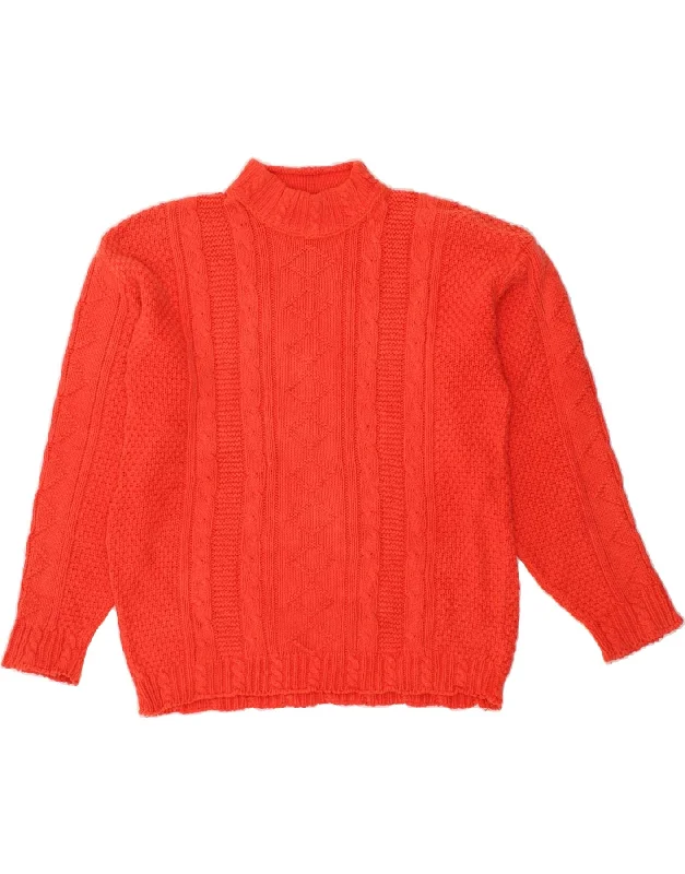 DOCKERS Womens Oversized Turtle Neck Jumper Sweater UK 10 Small Red Cotton