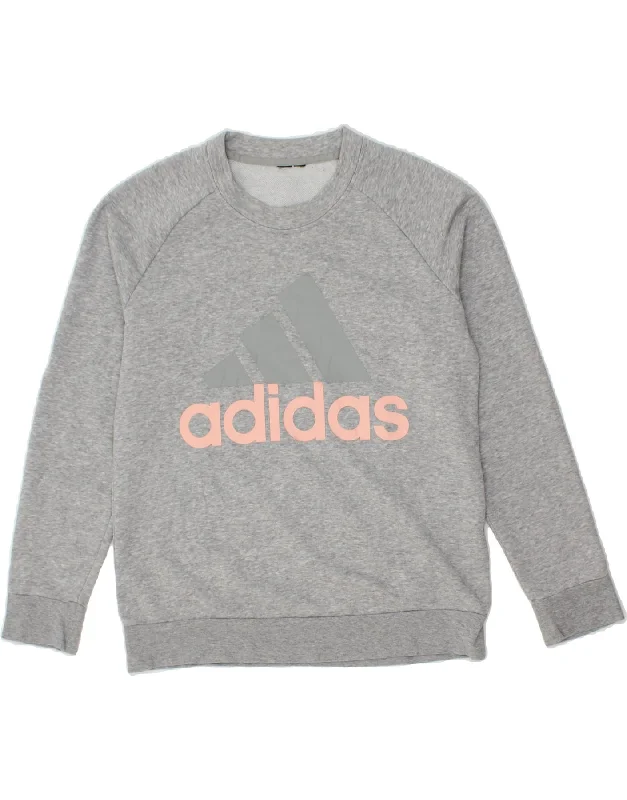 ADIDAS Womens Graphic Sweatshirt Jumper UK 16 Large Grey