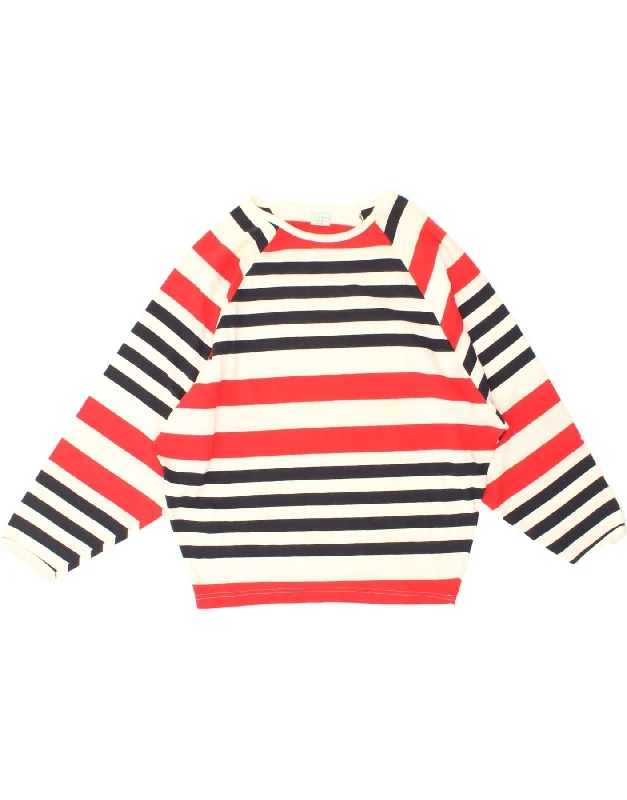 BENETTON Womens Sweatshirt Jumper UK 16 Large Multicoloured Striped Cotton