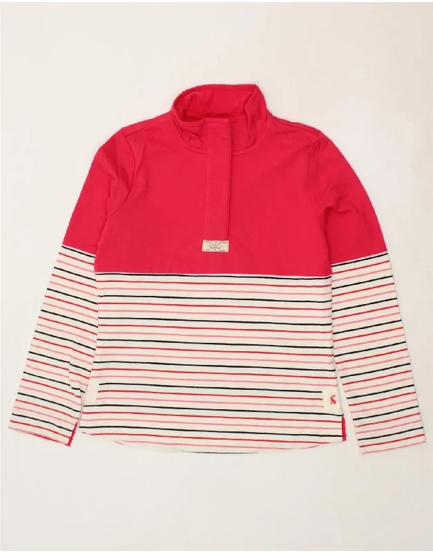 JOULES Womens Button Neck Sweatshirt Jumper UK 10 Small Pink Striped