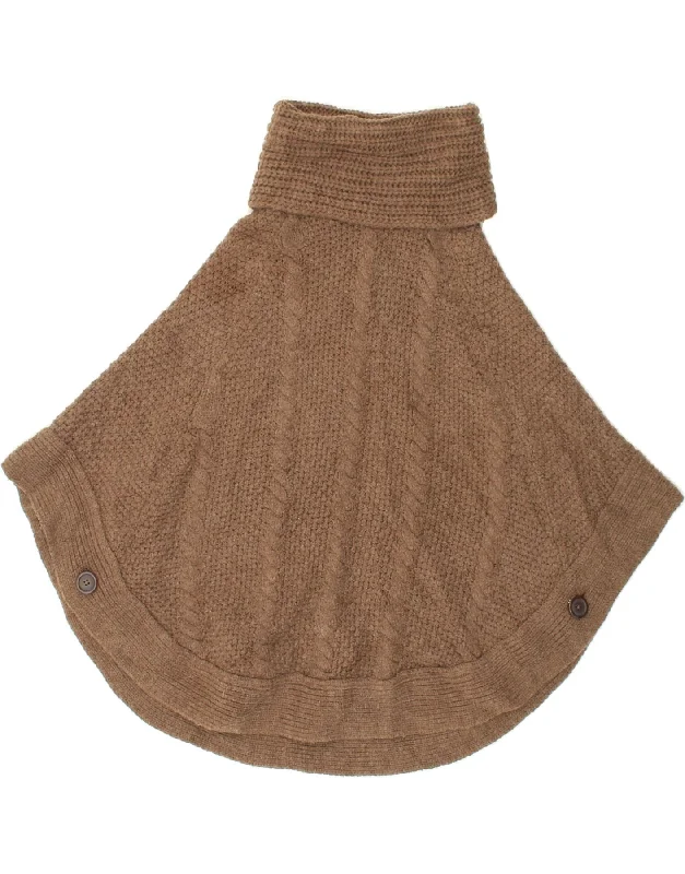 JOULES Womens Roll Neck Poncho Jumper UK 10 Small Brown Acrylic