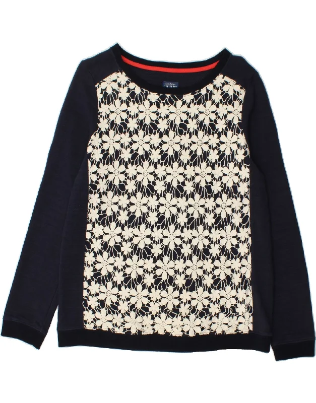 JOULES Womens Sweatshirt Jumper UK 12 Medium Navy Blue Floral