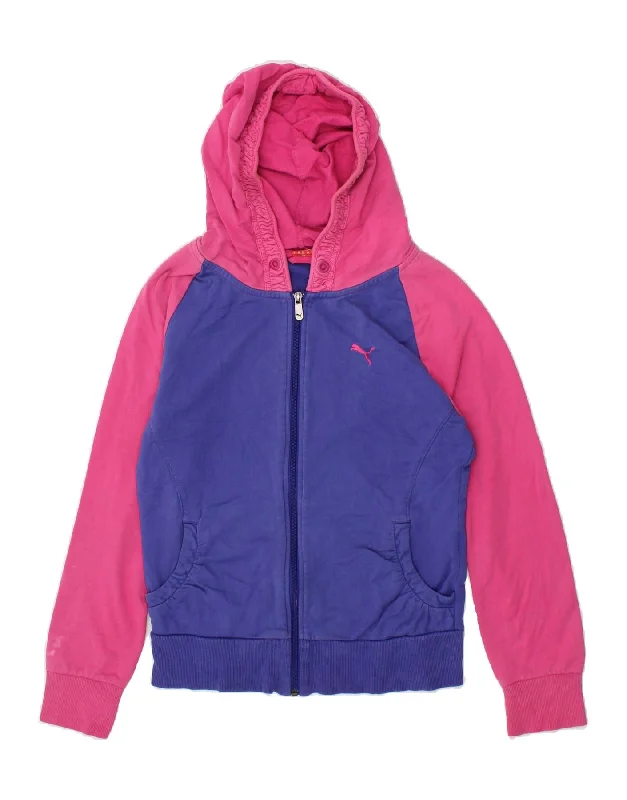 PUMA Womens Zip Hoodie Sweater UK 10 Small Pink Colourblock