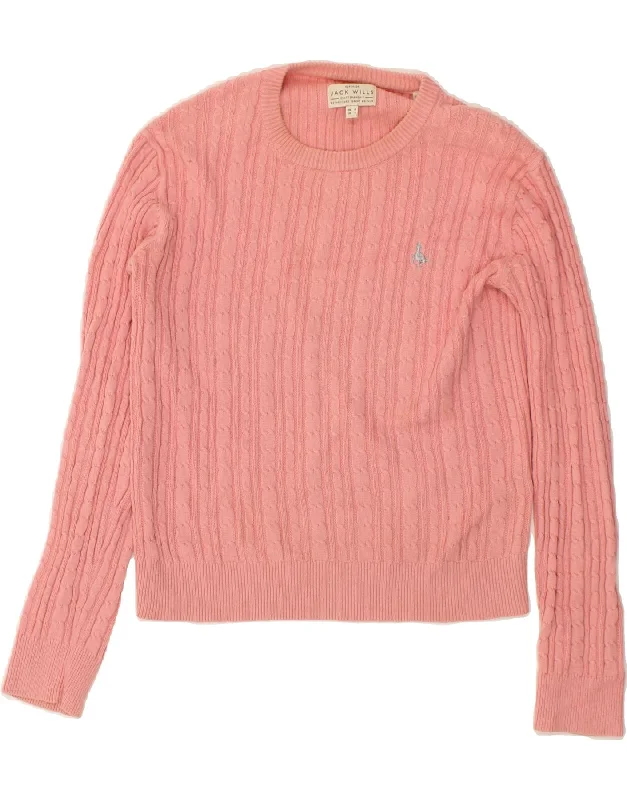 JACK WILLS Womens Boat Neck Jumper Sweater UK 8 Small Pink Cotton