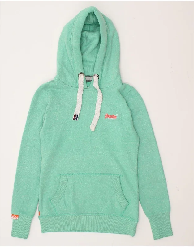 SUPERDRY Womens Hoodie Jumper UK 10 Small Turquoise Polyester