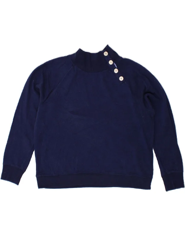 J. CREW Womens Oversized Button Neck Sweatshirt Jumper UK 18 XL Navy Blue