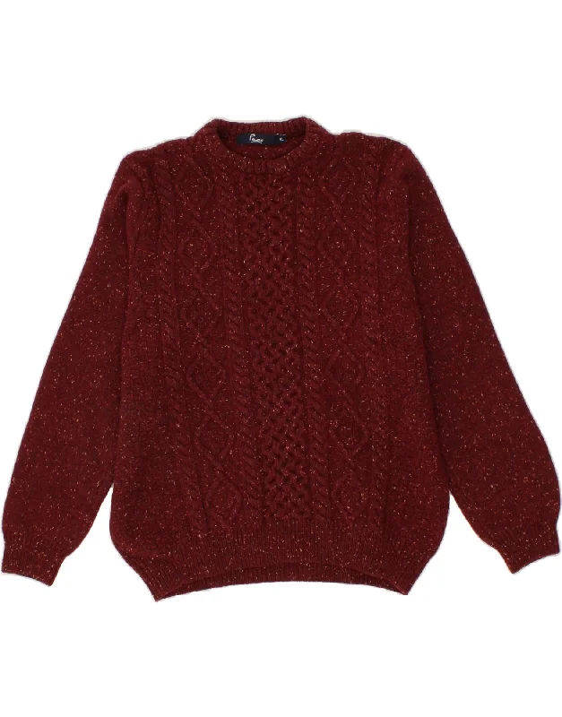 PACO Womens Crew Neck Jumper Sweater UK 18 XL Maroon Flecked Lambswool