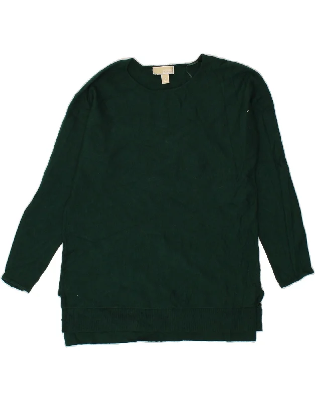 MICHAEL KORS Womens Longline Boat Neck Jumper Sweater UK 12 Medium Green