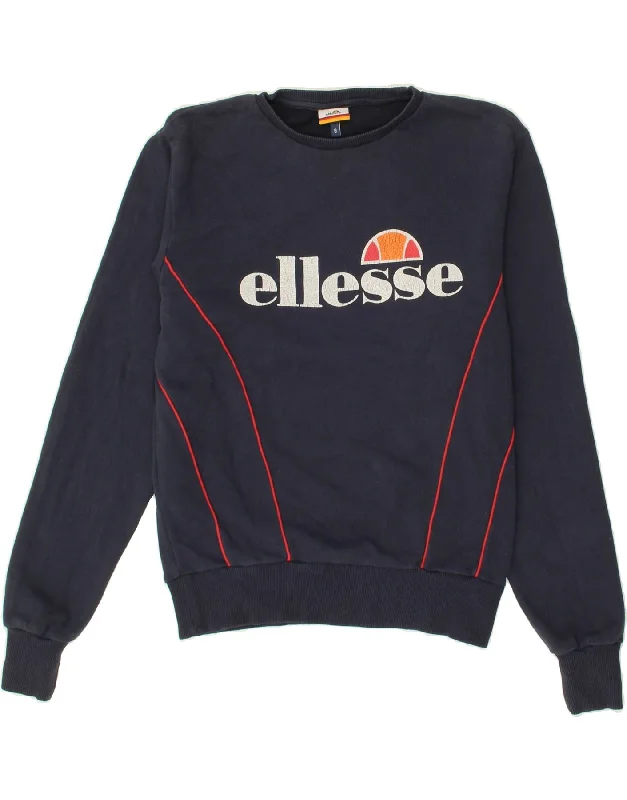 ELLESSE Womens Oversized Graphic Sweatshirt Jumper UK 8 small Navy Blue