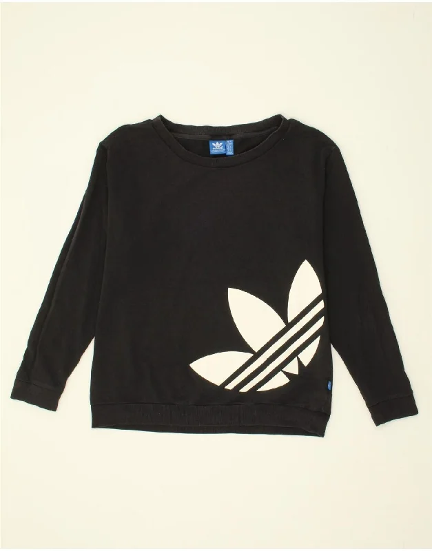 ADIDAS Womens Graphic Sweatshirt Jumper UK 16 Large Black Cotton